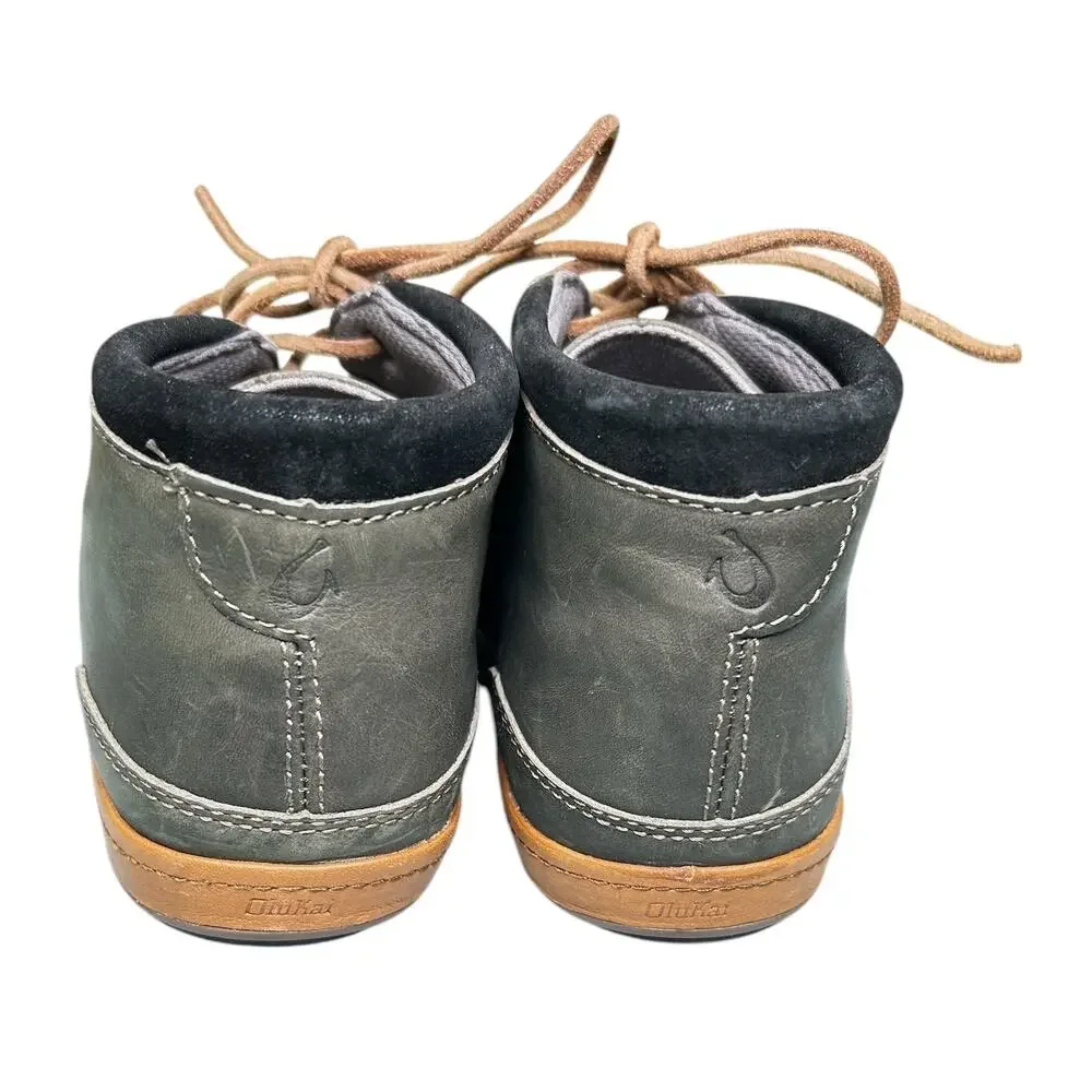 OluKai Pala Men's Waterproof Leather Chukka Boots Charcoal Gray Size 7